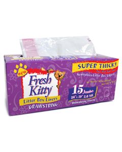 Fresh Kitty Litter Box Liners Drawstring [Jumbo - 15 Liners]