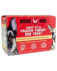 Boss Dog Greek Style Frozen Yogurt Dog Treat with Real Cheddar and Bacon Flavor [103ml - 4 Pack]