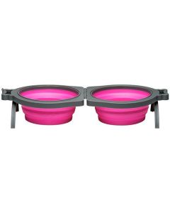 Loving Pets Bella Roma Travel Bowl Double Diner Pink [Small]