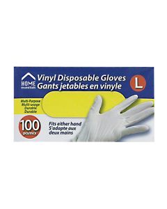 Home Essentials Vinyl Disposable Gloves [Large - 100 Pack]