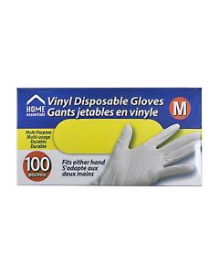 Home Essentials Vinyl Disposable Gloves [Medium - 100 Pack]