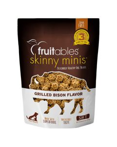 Fruitables Skinny Minis Grilled Bison Flavor Chewy Dog Treats [141g]