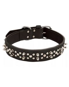 Circle T Oak Tanned Leather Spiked Collar 1.5"x24", Black