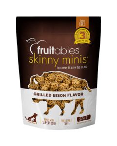 Fruitables Skinny Minis Grilled Bison Flavor Chewy Dog Treats [141g]
