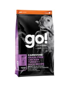 Go! Solutions Carnivore Grain-Free Chicken Turkey + Duck Senior Dog Food  [22lb]