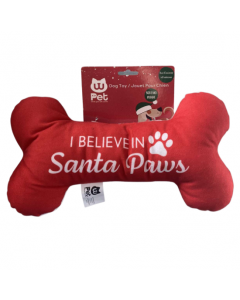 Pet W Xmas Bone Plush, Merry Christmas & Santa Paws