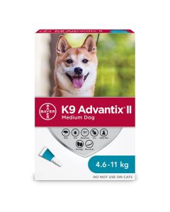 K9 Advantix II Treatment Medium Dog [Between 4.6-11kg - 4 Pack]