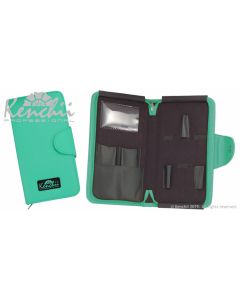 Kenchii Faux Leather Zipper Case Turquoise