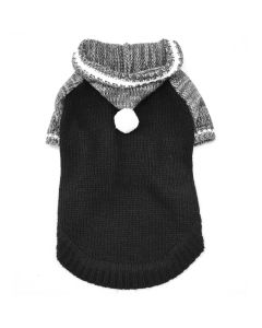 Doggie-Q Hooded Sweater Black & Grey [12"]