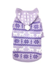 Doggie-Q Hooded Sweater Patterned Lavender