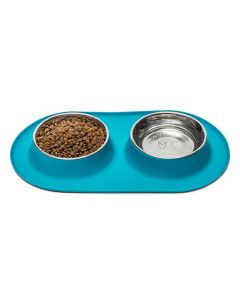 Messy Mutts Double Silicone Feeder Blue Large