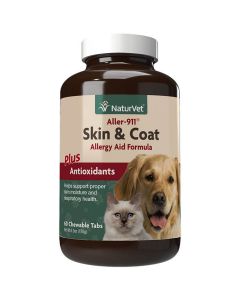 NaturVet Aller-911 Skin & Coat Allergy Aid Formula + Antioxidants [60 Tablets]