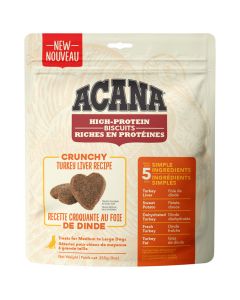 Acana High Protein Biscuits Crunchy Turkey Liver Dog Treats [Large - 255g]