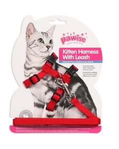 Pawise Kitten Harness With Leash, Red/Blue, Large