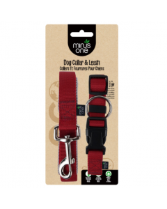 Minus One Dog Collar & Leash Red, Large