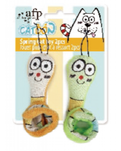 All For Paws Catoon Spring Cat Toy, 2pk
