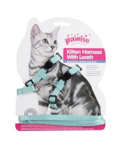 Pawise Kitten Harness With Leash, Green/Tiffany Blue, Small