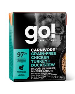 Go! Solutions Carnivore Grain-Free Chicken Turkey + Duck Stew Dog Food  [354g]