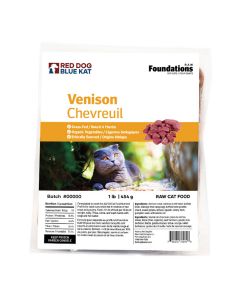 Red Dog Blue Kat Foundations Raw Venison Cat Food [4x1/4lb]