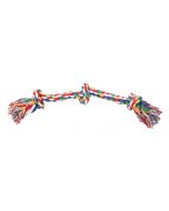 Pawise Fetch & Play Rope Bone With 3 Knots, Multi-Colour, 13" -Small