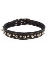 Circle T Oak Tanned Leather Spiked Collar 1"x18", Black