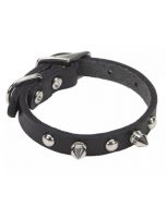Circle T Oak Tanned Leather Spiked Collar 3/8"x10", Black