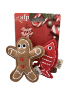 All For Paws Happy Holiday Gingerbread Man & Fish, 2pk