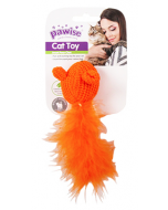 Pawise Wool and Feather Mouse Cat Toy, 4.3” (Assorted)
