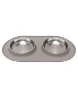 Messy Cats Double Silicone Feeder Grey